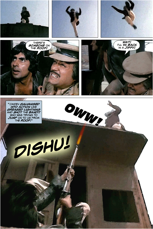 The MOVIC, by Bollywood Comics of
                                the epic film, G. P. Sippy’s SHOLAY,
                                depicts the movie scene-for-scene,
                                word-for-word, song-for- song,
                                fight-for-fight...and thought for
                                thought...on PAPER!